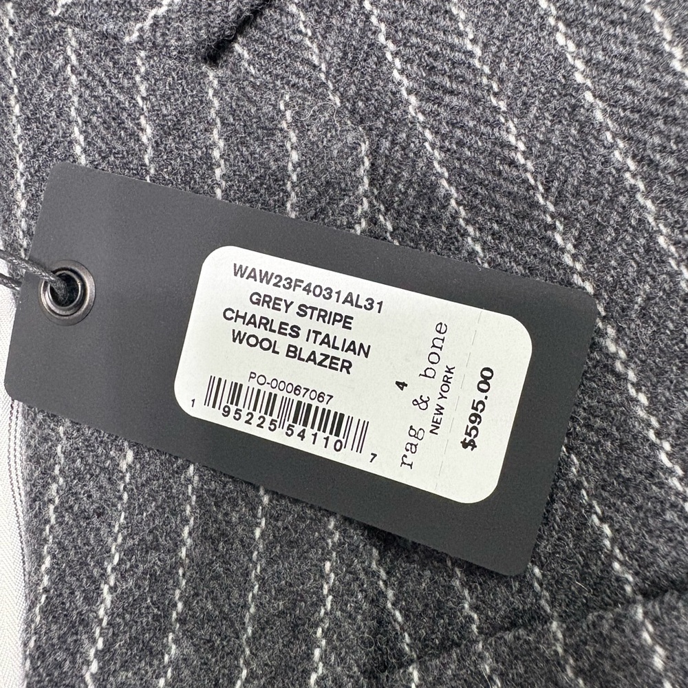 NWT | Rag & Bone Grey Stripe Charles Italian Wool Blazer - Picture 5 of 10